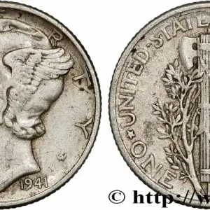 ÉTATS-UNIS D'AMÉRIQUE 1 Dime Mercury 1941 Philadelphie fwo_781792 Monde Prix Bas