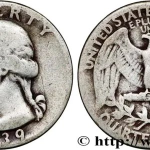 Nouveauté ÉTATS-UNIS D'AMÉRIQUE 1/4 Dollar Georges Washington 1939 Philadelphie fwo_789677 Monde