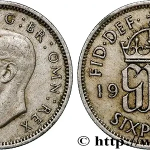 Authentique ROYAUME-UNI 6 Pence Georges VI 1948 fwo_793569 Monde