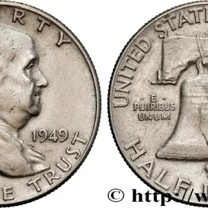 ÉTATS-UNIS D'AMÉRIQUE 1/2 Dollar Benjamin Franklin 1949 Philadelphie fwo_818492 Monde Exclusif