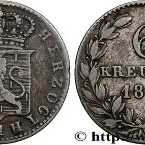 ALLEMAGNE - NASSAU 6 Kreuzer Guillaume 1837 fwo_824119 Monde Soldes