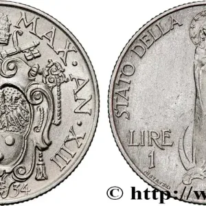 VATICAN ET ÉTATS PONTIFICAUX 1 Lire frappe au nom de Pie XI an XIII 1934 Rome fwo_824394 Monde Offre Du Jour