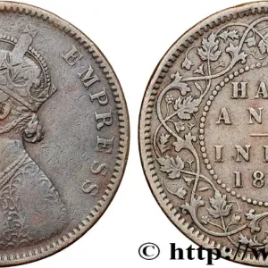 Certifié INDES BRITANNIQUES 1/2 Anna Victoria 1877 Bombay fwo_824467 Monde