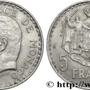 Livraison Gratuite MONACO 5 Francs Louis II / armoiries 1945 Paris fwo_781853 Monde