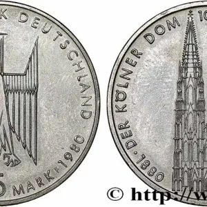 ALLEMAGNE 5 Mark 100e anniversaire de la Cathédrale de Cologne 1980 Stuttgart fwo_784360 Monde Réduction
