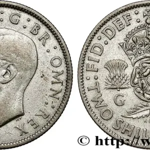 ROYAUME-UNI 1 Florin (2 Shillings) Georges VI 1944 fwo_793355 Monde Original