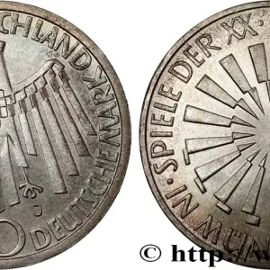 ALLEMAGNE 10 Mark XXe J.O. Munich / aigle type “IN MÜNCHEN” 1972 Hambourg fwo_808012 Monde Nouveauté