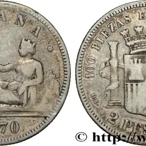 ESPAGNE 2 Pesetas “ESPAÑA” (1873) 1870 Madrid fwo_819161 Monde Petit Prix