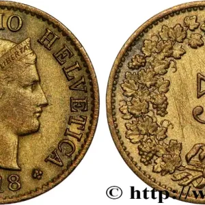 SUISSE 5 Centimes (Rappen) Tête de Libertas 1918 Berne fwo_825630 Monde Commander Vite
