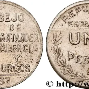 En Vogue ESPAGNE 1 Peseta monnayage républicain - Santander, Palencia et Burgos 1937 Madrid fwo_957518 Monde