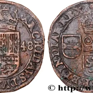 PAYS-BAS ESPAGNOLS - DUCHÉ DE BRABANT - PHILIPPE IV 1 Liard 1648 Bruxelles fwo_957515 Monde Meilleur Choix