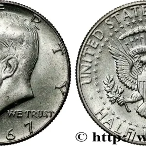 ÉTATS-UNIS D'AMÉRIQUE 1/2 Dollar Kennedy 1967 Philadelphie fwo_796160 Monde Exclusif