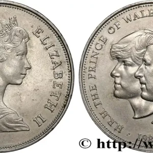 Original ROYAUME-UNI 25 New Pence (1 Crown) mariage du Prince de Galles et de Lady Diana Spencer 1981 fwo_806778 Monde