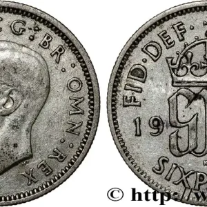 Authentique ROYAUME-UNI 6 Pence Georges VI 1939 fwo_808412 Monde