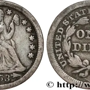 Solde ÉTATS-UNIS D'AMÉRIQUE 1 Dime (10 Cents) Liberté assise variété avec date encadrée par des flèches 1853 Philadelphie fwo_808624 Monde