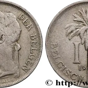 Dernière Chance CONGO BELGE 1 Frank (Franc) roi Albert légende flamande 1926 fwo_821932 Monde