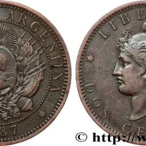 ARGENTINE 2 Centavos emblème / “Liberté” 1887 fwo_808448 Monde Offre Spéciale