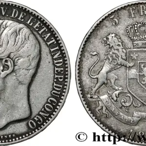 Commander Maintenant CONGO - ÉTAT INDÉPENDANT DU CONGO - LÉOPOLD II 5 Francs 1891 Bruxelles fwo_814991 Monde