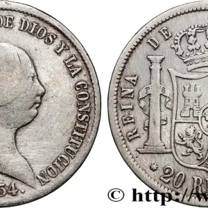 ESPAGNE - ROYAUME D'ESPAGNE - ISABELLE II 20 Reales 1854 Séville fwo_826528 Monde Must-Have