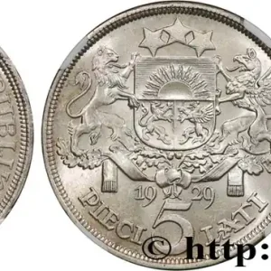 LETTONIE 5 Lati 1929 fwo_827175 Monde Expédié Aujourd’hui