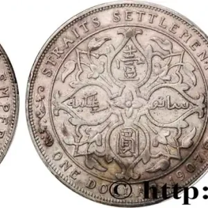 Fait Main MALAISIE - ÉTABLISSEMENTS DES DÉTROITS 1 Dollar Edouard VII 1907 Heaton fwo_827193 Monde