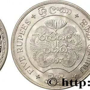 CEYLAN 5 Roupies (Rupees) 2500 ans de Bouddhisme 1957 fwo_827198 Monde Nouvel Arrivage