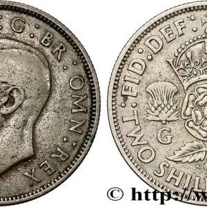 Fait Main ROYAUME-UNI 1 Florin (2 Shillings) Georges VI 1937 fwo_793390 Monde