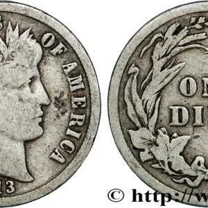 ÉTATS-UNIS D'AMÉRIQUE 1 Dime Barber 1913 Philadelphie fwo_793678 Monde Fait Main
