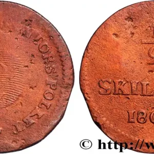 SUÈDE 1/2 Skilling emblème 1800 fwo_822155 Monde Authentique