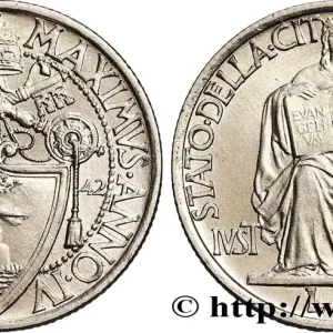 VATICAN ET ÉTATS PONTIFICAUX 1 Lira frappe au nom de Pie XII an IV 1942 Rome fwo_824778 Monde Tendance