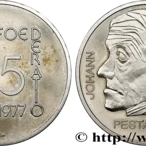 Livraison Gratuite SUISSE 5 Francs 150e anniversaire de la mort Johann Heinrich Pestalozzi 1977 Berne - B fwo_827393 Monde