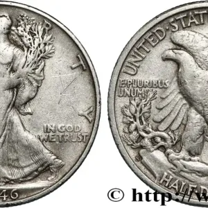 Livraison Mondiale ÉTATS-UNIS D'AMÉRIQUE 1/2 Dollar Walking Liberty 1946 San Francisco fwo_827448 Monde