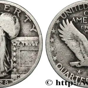 ÉTATS-UNIS D'AMÉRIQUE 1/4 Dollar Liberté 1928 Philadelphie fwo_827468 Monde Usine Directe