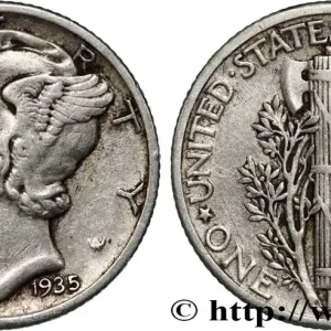 ÉTATS-UNIS D'AMÉRIQUE 1 Dime Mercury 1935 Philadelphie fwo_827479 Monde Dernière Chance