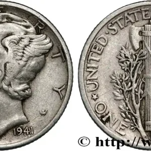 ÉTATS-UNIS D'AMÉRIQUE 1 Dime Mercury 1941 Philadelphie fwo_827507 Monde Bon Marché