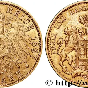 OR, PALLADIUM ET PLATINE INVESTISSEMENT 20 Mark 1897 Hambourg fwo_828012 Monde Achat Immédiat