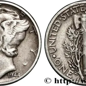 ÉTATS-UNIS D'AMÉRIQUE 1 Dime Mercury 1944 Philadelphie fwo_828070 Monde Marque