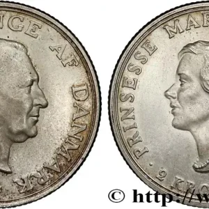 Offre Spéciale DANEMARK 2 Kroner 18e anniversaire de la princesse margarette 1958 Copenhague fwo_828214 Monde