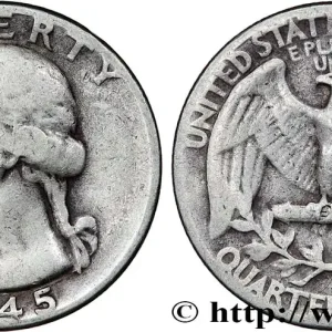 ÉTATS-UNIS D'AMÉRIQUE 1/4 Dollar Georges Washington 1945 Philadelphie fwo_793913 Monde Promotion