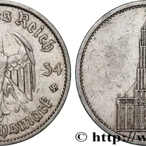 Garantie Incluse ALLEMAGNE 5 Reichsmark Commémoration du serment du 21 mars 1933 en l’église de la garnison de Potsdam 1934 Berlin fwo_815674 Monde
