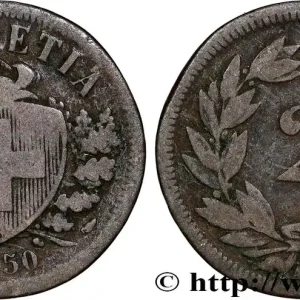 SUISSE 2 Centimes (Rappen) croix suisse 1850 Paris fwo_815737 Monde Meilleure Vente