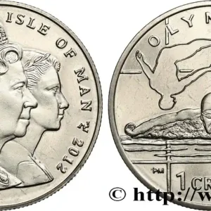 ILE DE MAN 1 Crown Proof Jeux Olympiques de Londres : natation 2012 Pobjoy Mint fwo_824891 Monde Commande En Gros