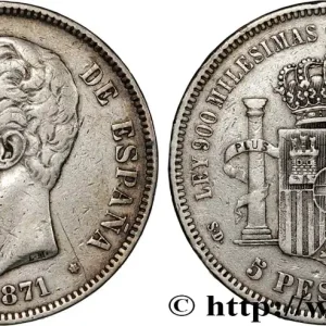Haute Qualité ESPAGNE 5 Pesetas Amédée Ier (1873) 1871 Madrid fwo_825320 Monde