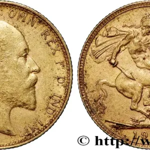 Seulement Aujourd’hui OR, PALLADIUM ET PLATINE INVESTISSEMENT 1 Souverain Edouard VII 1905 Londres fwo_825766 Monde