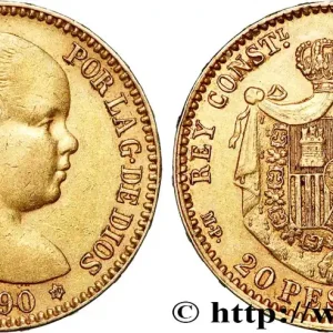 Meilleur Choix OR, PALLADIUM ET PLATINE INVESTISSEMENT 20 Pesetas Alphonse XIII 1890 Madrid fwo_825795 Monde