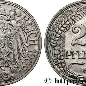 Petit Prix ALLEMAGNE 25 Pfennig Empire aigle impérial 1909 Karlsruhe fwo_826961 Monde