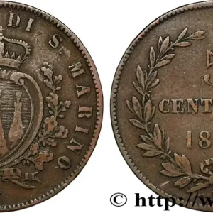 SAINT-MARIN 5 Centesimi écu aux trois tours 1864 Milan - M fwo_826971 Monde Expédition Rapide