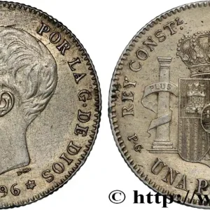 Soldes ESPAGNE 1 Peseta Alphonse XIII 3e type de buste 1896 Madrid fwo_827239 Monde