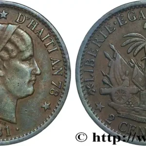 Vente Flash HAÏTI 2 Centimes an 78 emblème “Liberté créole” de Roty 1881 Paris fwo_827450 Monde