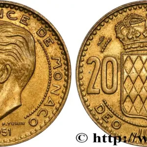 MONACO 20 Francs Rainier III 1951 Paris fwo_829774 Monde Réduction